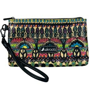 Sakroots Artist Circle Peace Print Wristlet Clutch Multicolor Boho Festival Bag